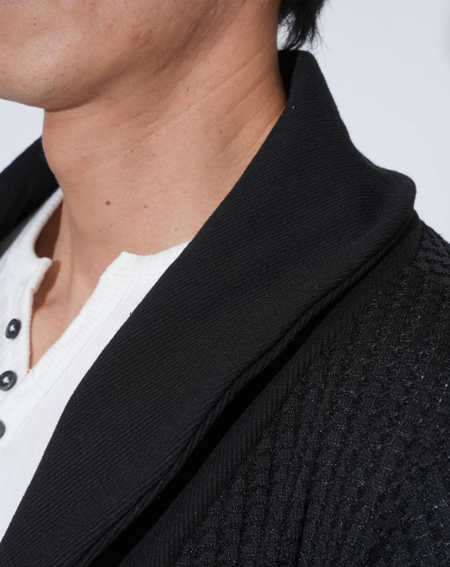 ワッフルショールカラーカーディガン