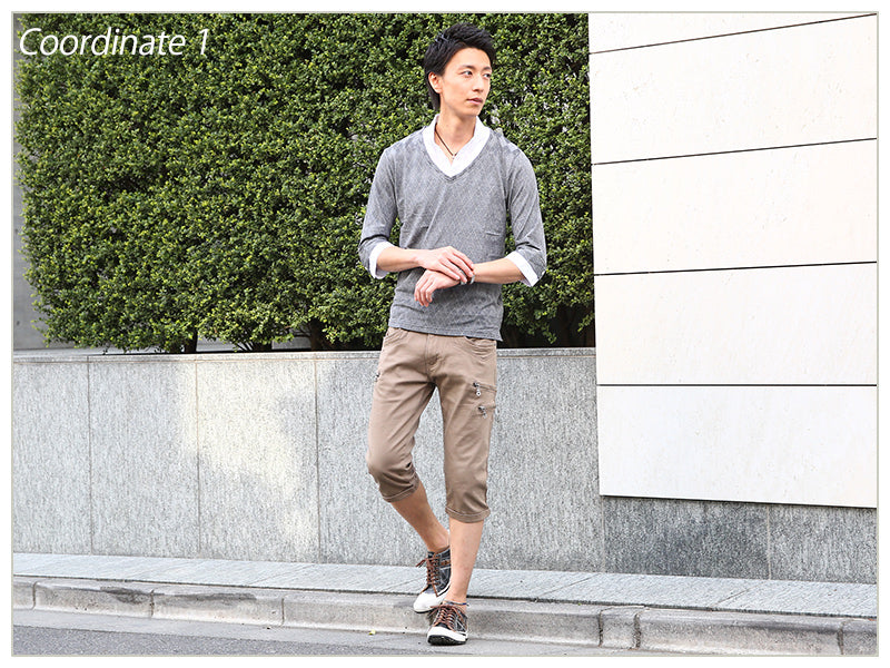 シャドーアーガイルフェイクレイヤード６分袖シャツ