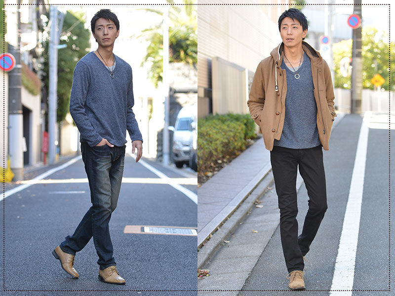 シャギー調ニット×長袖無地カットソー　2点セット