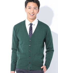 メリノウール混ハイゲージニットカーディガン