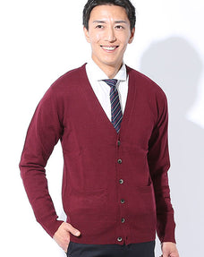 メリノウール混ハイゲージニットカーディガン