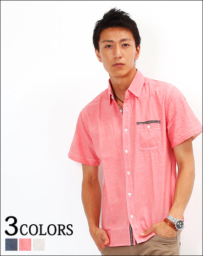 ネイティブデザイン前立てデザイン半袖シャツ