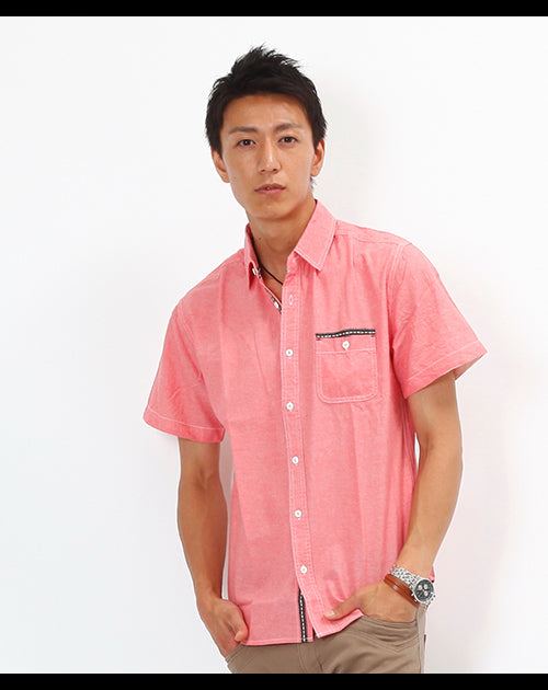 ネイティブデザイン前立てデザイン半袖シャツ