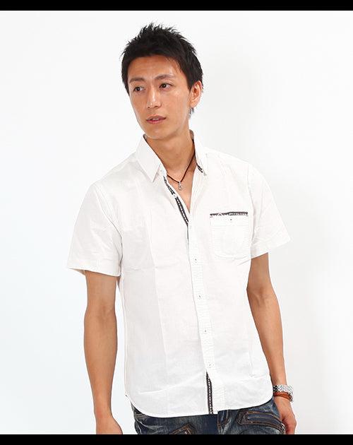 ネイティブデザイン前立てデザイン半袖シャツ