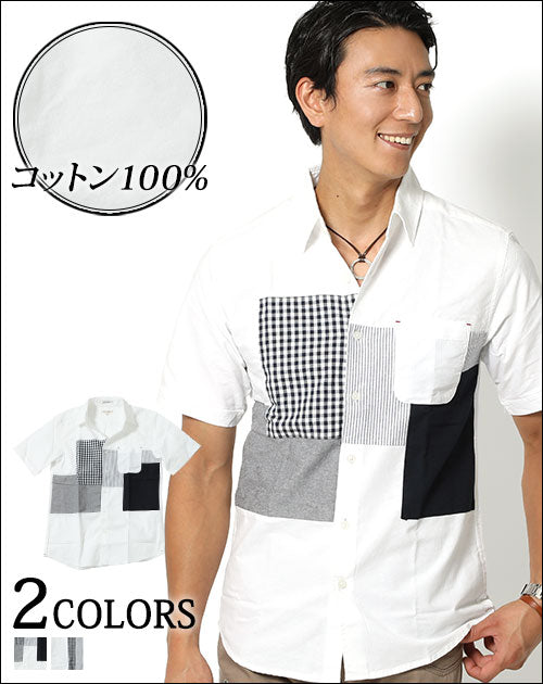 ランダムデザイン綿１００％半袖シャツ