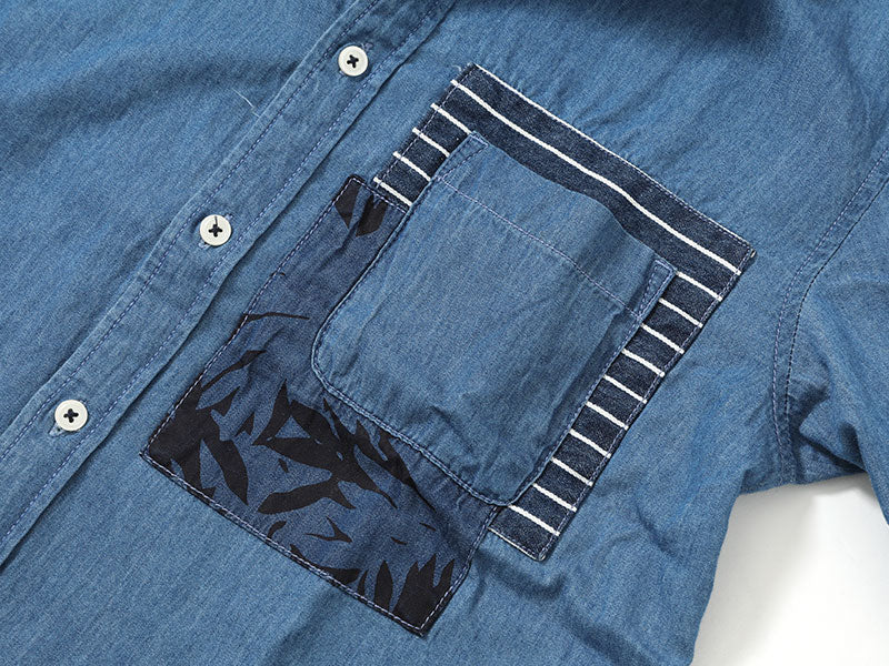 「セール品」デザインポケット７分袖シャツ