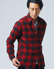 綿100%長袖フランネルチェックシャツ