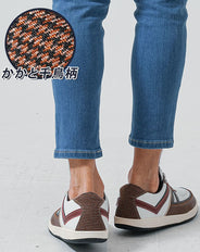 かかと千鳥柄PUレザーローカットスニーカー