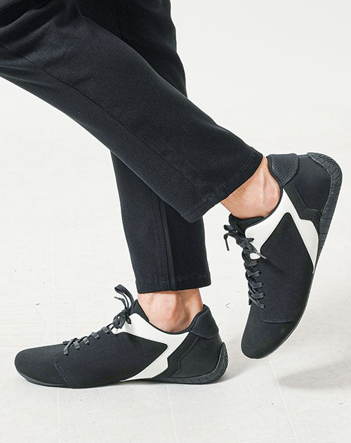 PUレザー配色切り替えローカットスニーカー