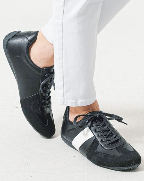 PUレザー切り替えローカットスニーカー