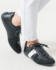 PUレザー切り替えローカットスニーカー