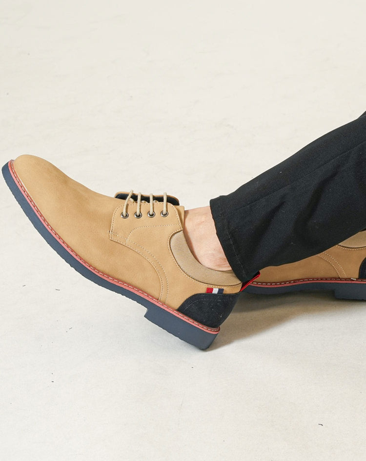 異素材切り替えレースアップシューズ