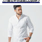 がっちり体型の方におすすめホリゾンタルカラー綿麻素材７分袖シャツ