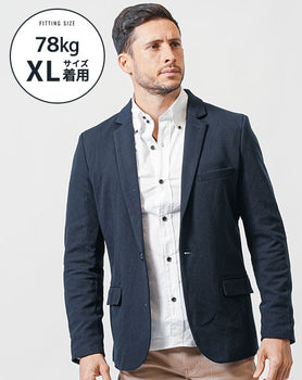 がっちり体型の方におすすめ裏地デザイン長袖カットテーラードジャケット