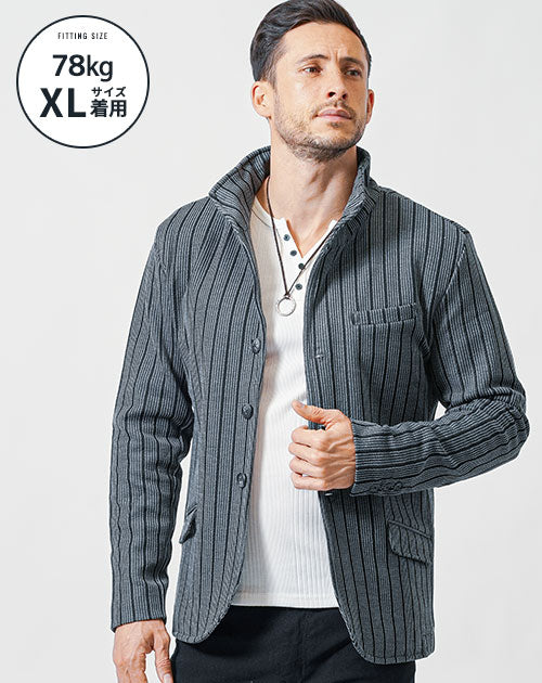 がっちり体型の方におすすめワイヤー入り長袖イタリアンスタンドカラージャケット