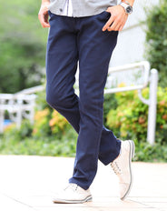 脚長 美脚に見えるスリムな細身チノパン