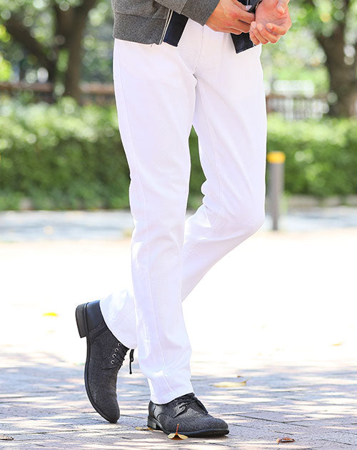 脚長 美脚に見えるスリムな細身チノパン