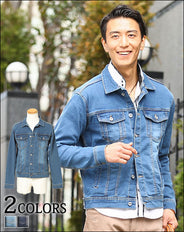 色落ち加工ストレッチスリムデニムジャケット