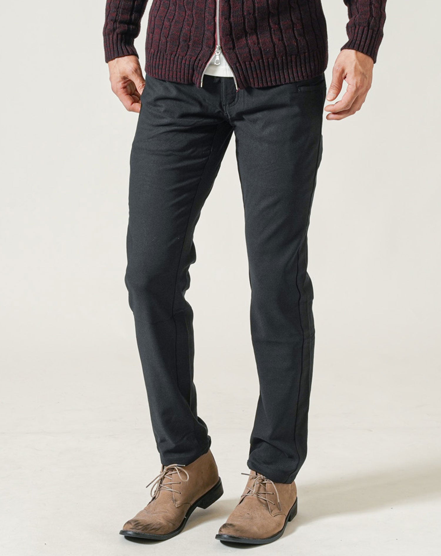 冬用裏起毛スリムチノパン メンズ6ポケットテーパード ｜ メンズ