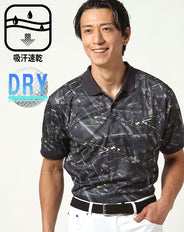 吸汗速乾総柄ドライポロシャツ