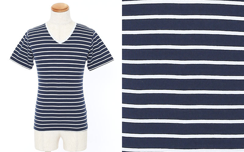 切り替えデザインボーダー半袖カットソー