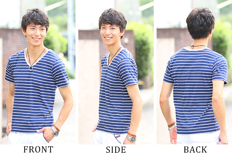 切り替えデザインボーダー半袖カットソー