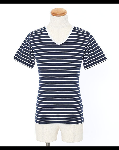 切り替えデザインボーダー半袖カットソー