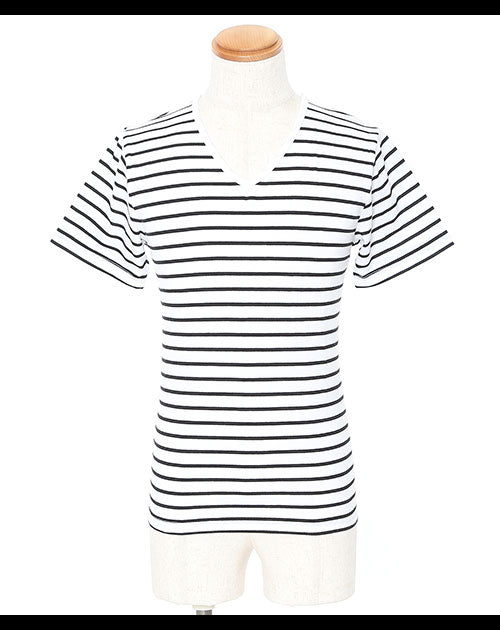 切り替えデザインボーダー半袖カットソー