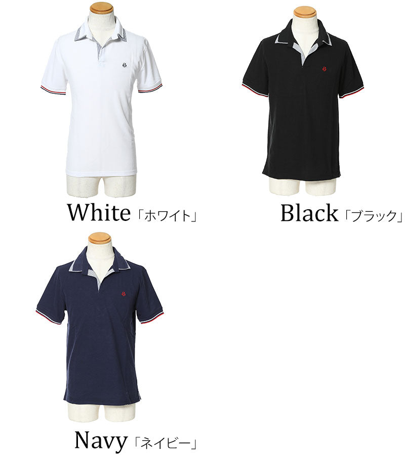「セール商品」吸水速乾機能付き前立てデザイン２枚襟ポロシャツ
