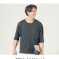 オーバーサイズポケット付き7分袖ポケット付きクルーネックTシャツ