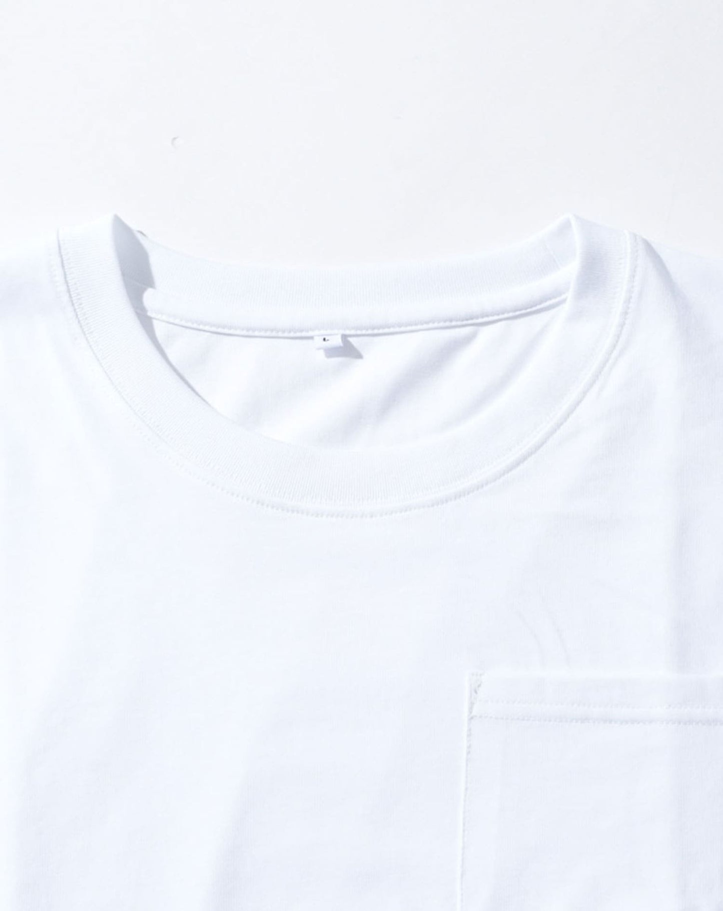 オーバーサイズポケット付き7分袖ポケット付きクルーネックTシャツ