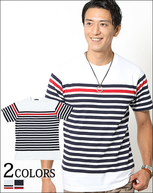 マリンボーダーデザイン半袖Tシャツ