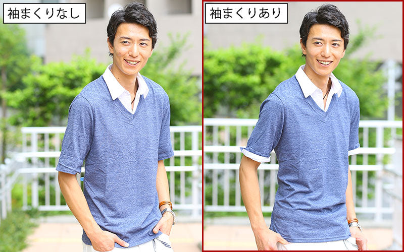 フェイクレイヤードデザイン半袖シャツカットソー