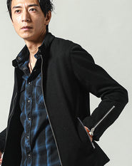 PUレザーシングルライダースジャケット