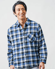 フランネル長袖チェックシャツ