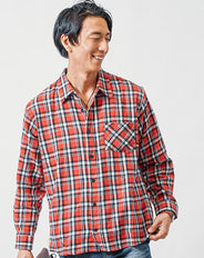 フランネル長袖チェックシャツ