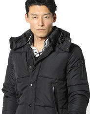 脱着フード付きダウンタッチ中綿ジャケット