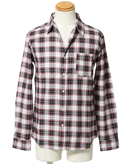 シンプルスリムデザインチェックネルシャツ