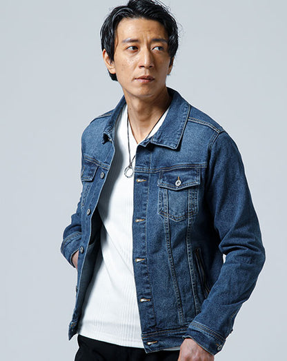 ストレッチブルゾンデニムジャケット