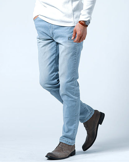 スーパーストレッチ6ポケットスリムテーパードデニムパンツ