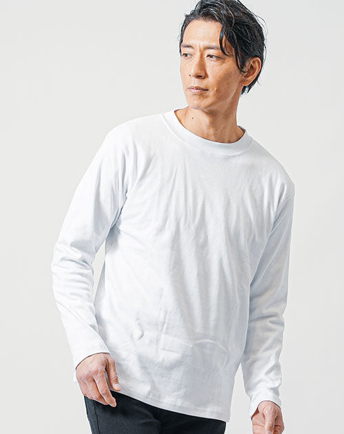 無地クルーネック長袖Tシャツ