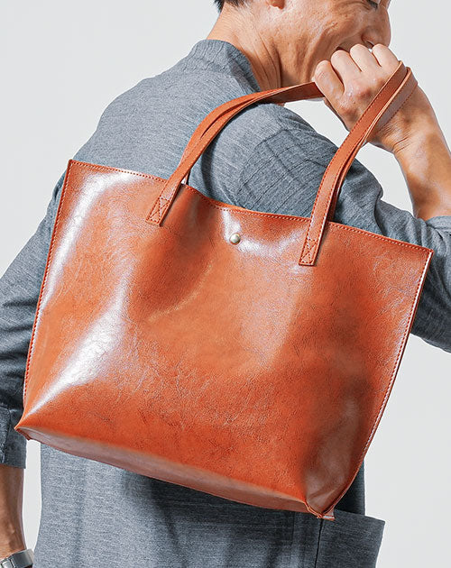 PUレザーシンプルトートバッグ