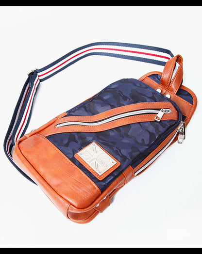 トリコデザインストラップ付きシャドーカモフラージュ柄ボディバッグ