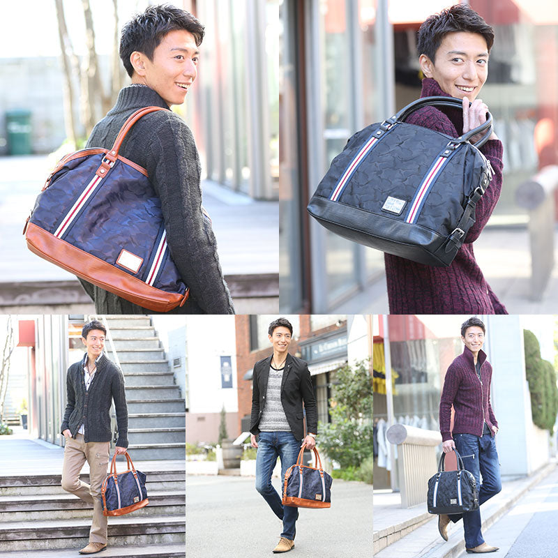 シャドーカモフラージュ柄トリコロールライン2WAYバッグ