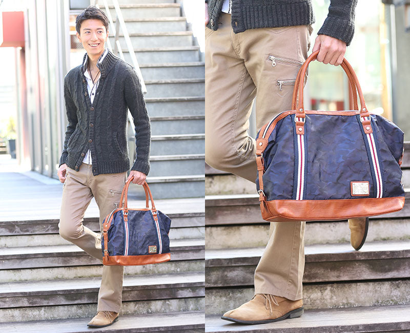 シャドーカモフラージュ柄トリコロールライン2WAYバッグ