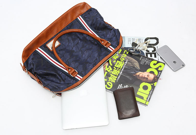 シャドーカモフラージュ柄トリコロールライン2WAYバッグ