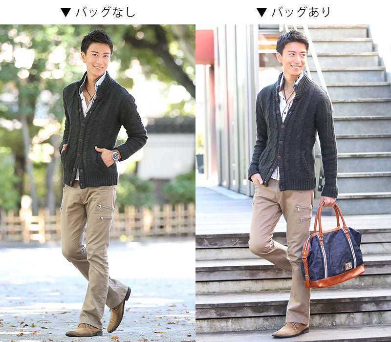 シャドーカモフラージュ柄トリコロールライン2WAYバッグ