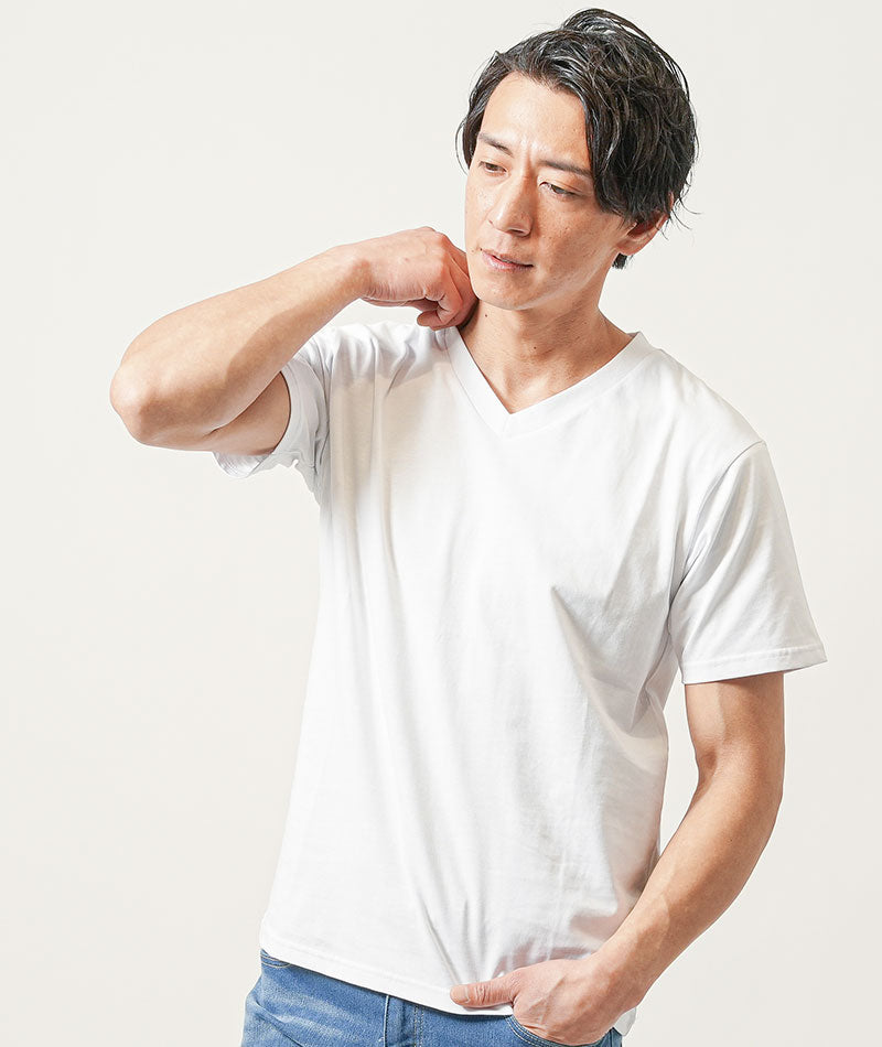 Tシャツ カットソー メンズ 接触冷感 Vネック Uネック 半袖 おしゃれ