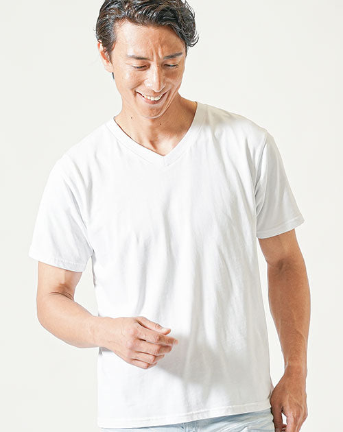 Tシャツ カットソー メンズ 接触冷感 Vネック Uネック 半袖 おしゃれ