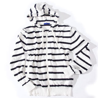 ボーダーニットジップパーカー　One-mileWear